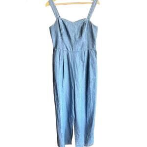 Womens Jumpsuit Size S/M Blue Denim Adjustable Strap Pockets Y2K